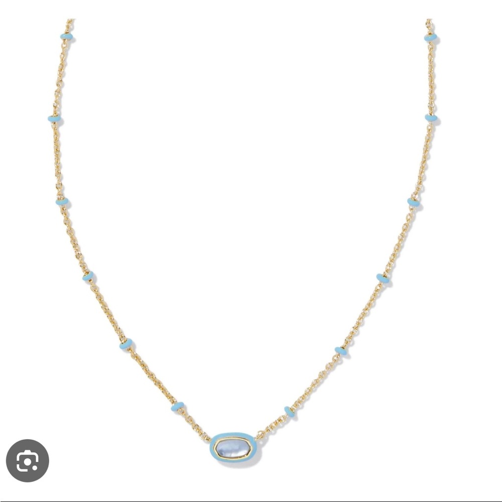 NWT Kendra Scott Mini Elisa Enamel Framed Short Necklace Blue